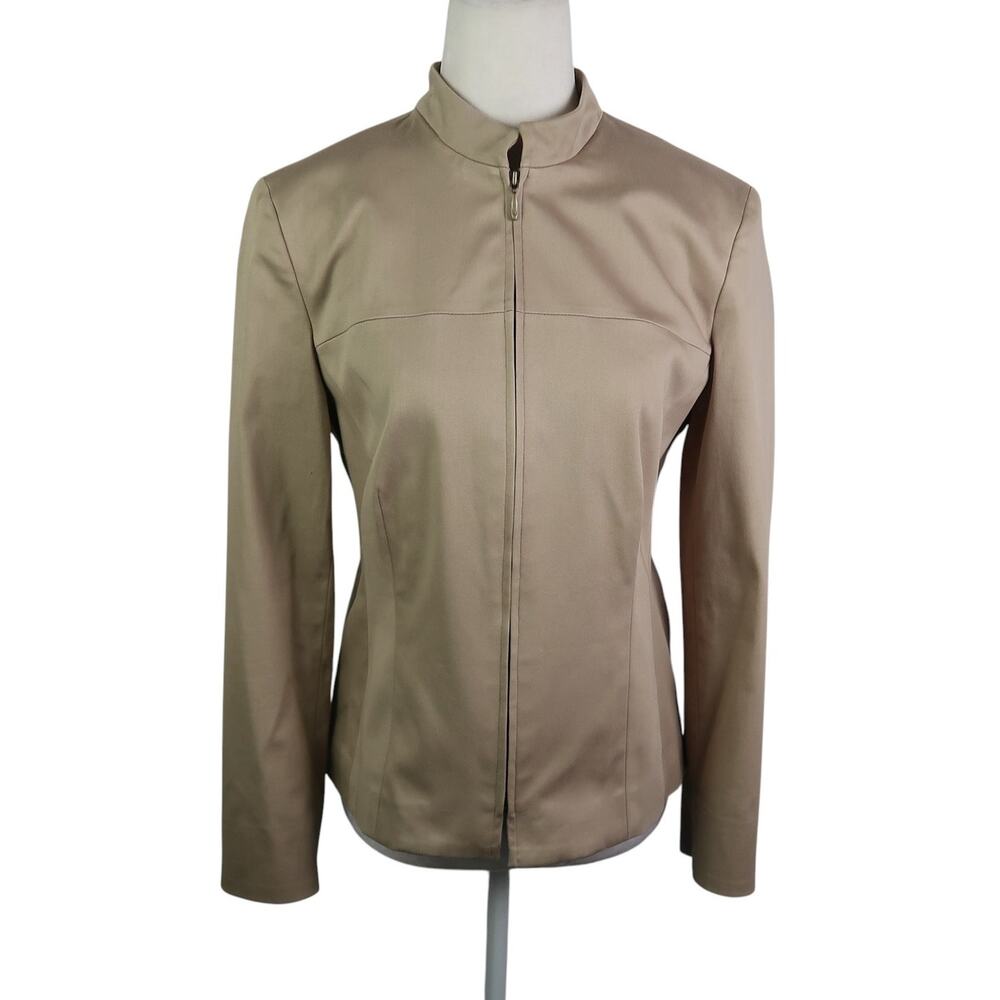 Vintage 90s Style & Co Khaki Tan Zip Front Jacket 8P